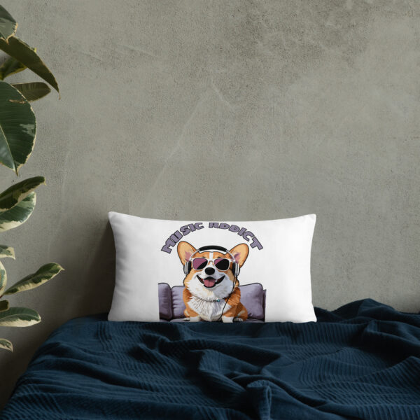 Cute Corgi Art Listening Music Bands-Music Addict Basic Pillow - Image 17