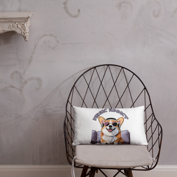 Cute Corgi Art Listening Music Bands-Music Addict Basic Pillow - Image 12