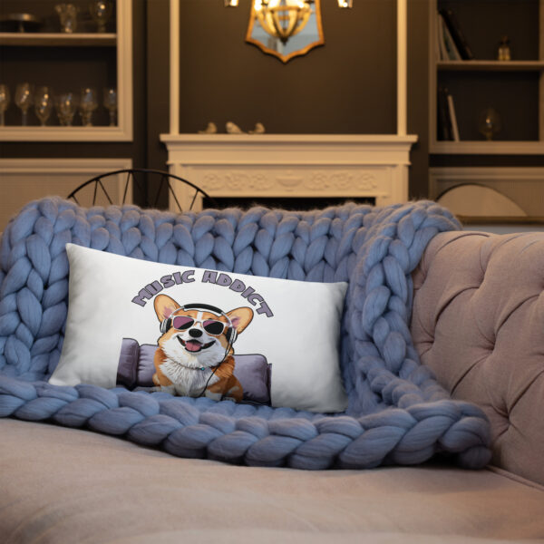 Cute Corgi Art Listening Music Bands-Music Addict Basic Pillow - Image 14