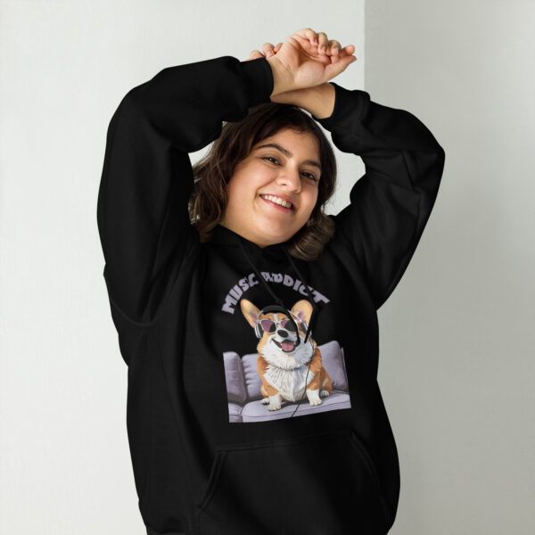 Cute Corgi Art Listening Music Bands-Music Addict Unisex Hoodie