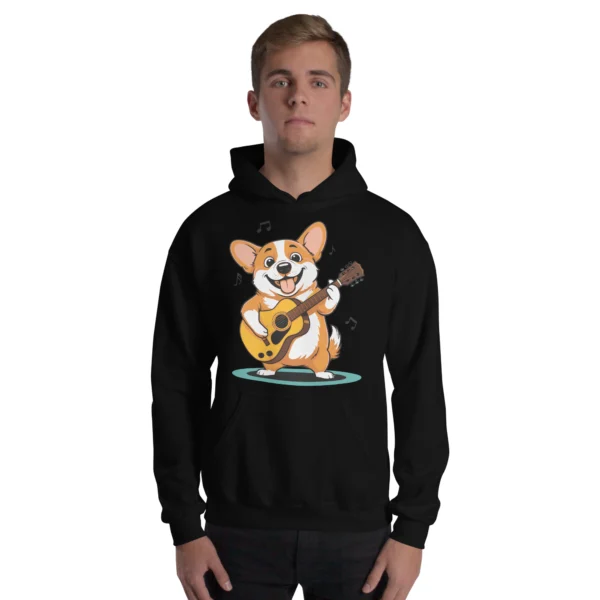 Adorable Corgi Guitarist Unisex Hoodie - Image 5