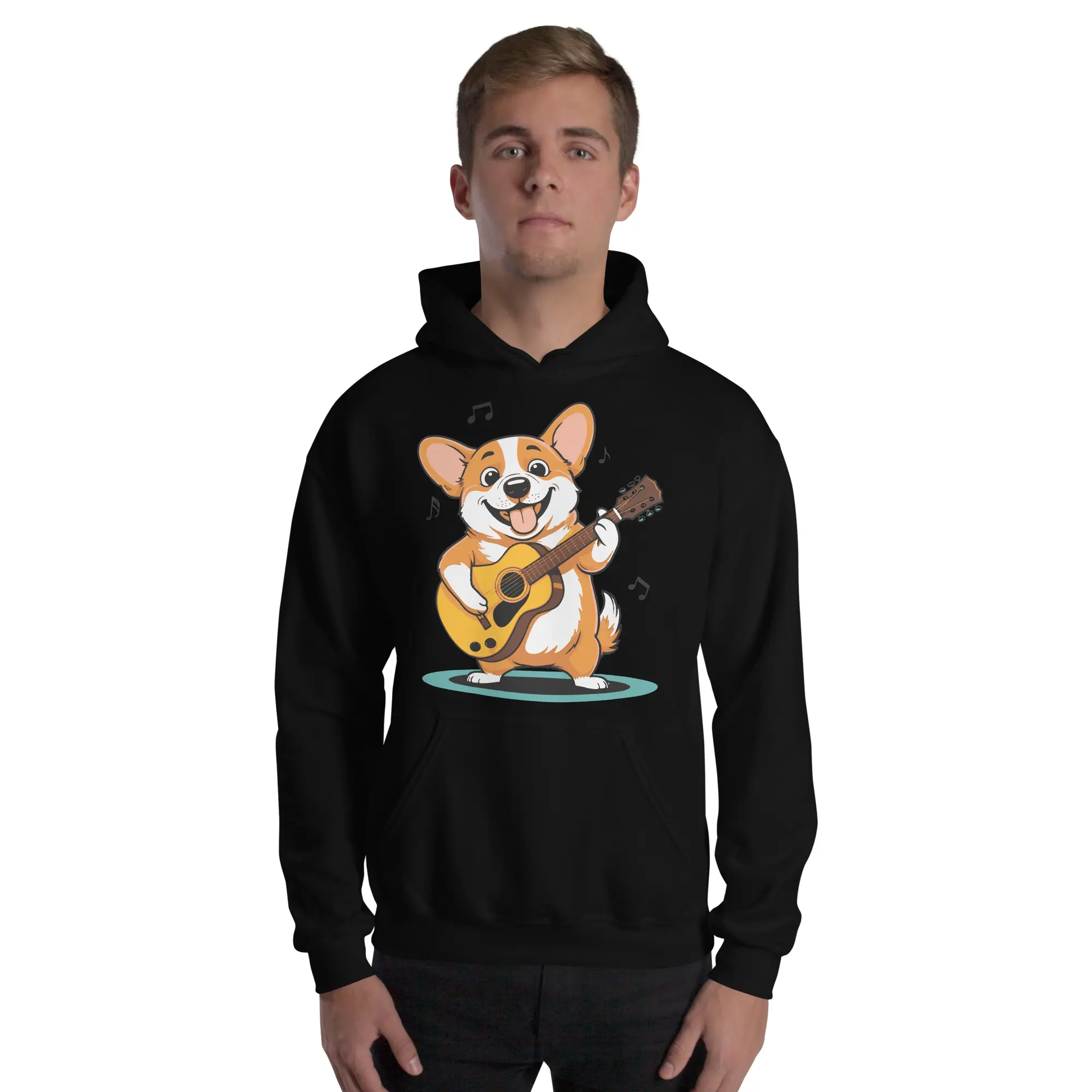 Adorable Corgi Guitarist Unisex Hoodie - Image 5