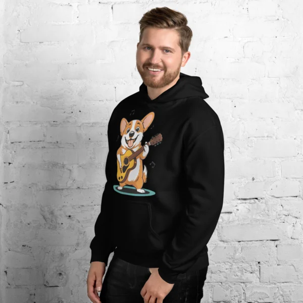 Adorable Corgi Guitarist Unisex Hoodie - Image 3