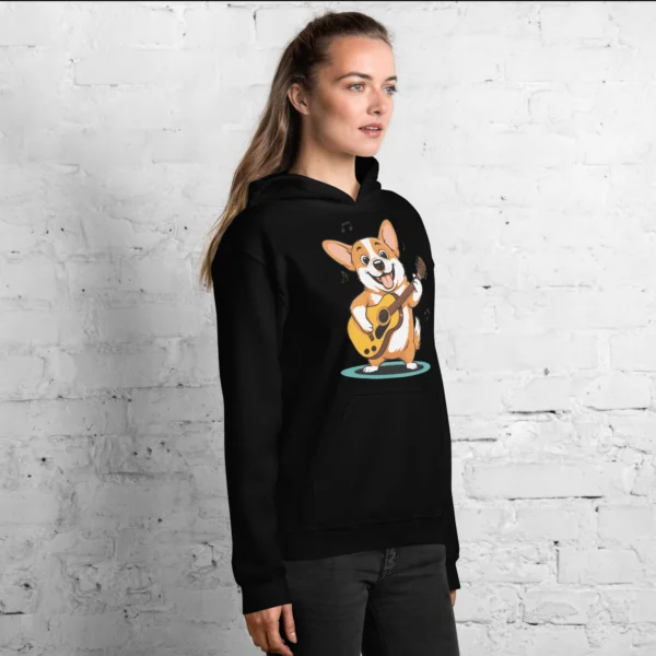 Adorable Corgi Guitarist Unisex Hoodie - Image 2