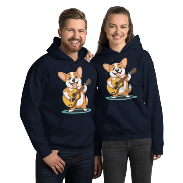 Adorable Corgi Guitarist Unisex Hoodie - Image 6