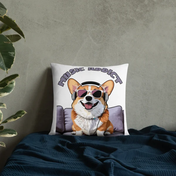 adorable corgi playing guitar basic pillow perfect for music and dog lovers