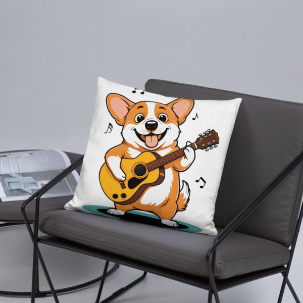 adorable corgi playing guitar basic pillow perfect for music and dog lovers