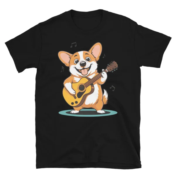 cute corgi art listening music bands short sleeve unisex t shirt