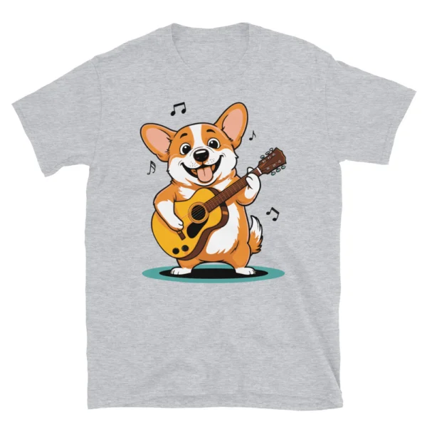 cute corgi art listening music bands short sleeve unisex t shirt