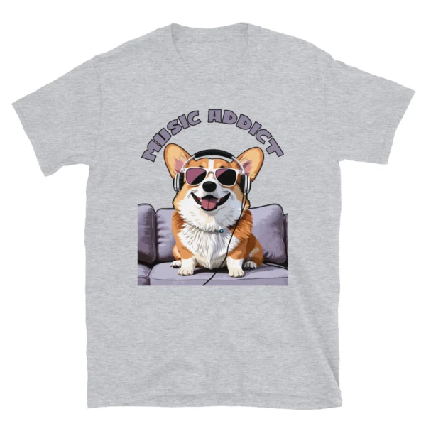 cute corgi art listening music bands music addict short sleeve unisex t shirt