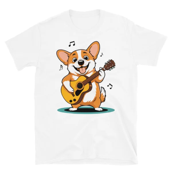 cute corgi art listening music bands short sleeve unisex t shirt