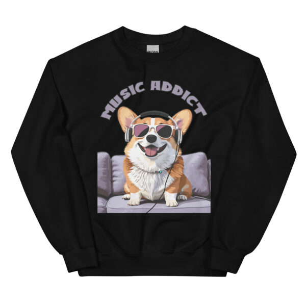 cute corgi art listening music bands music addict unisex sweatshirt