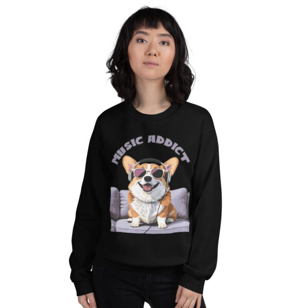 cute corgi art listening music bands music addict unisex sweatshirt