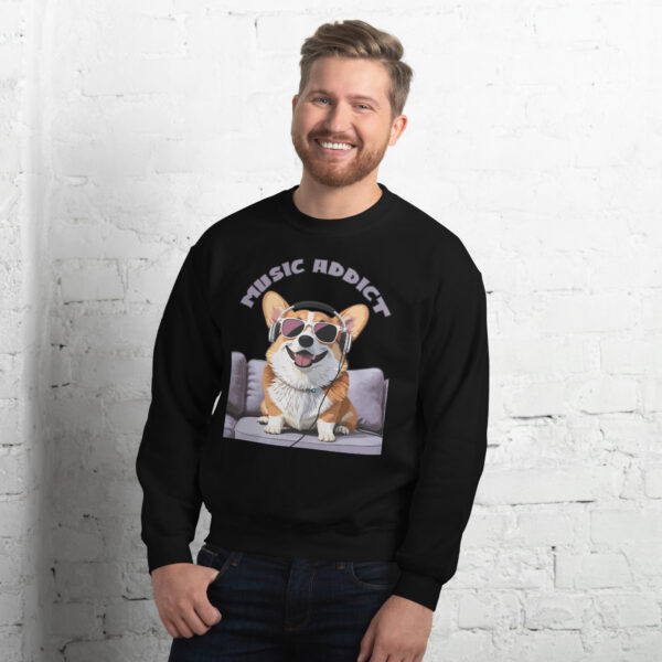 cute corgi art listening music bands music addict unisex sweatshirt