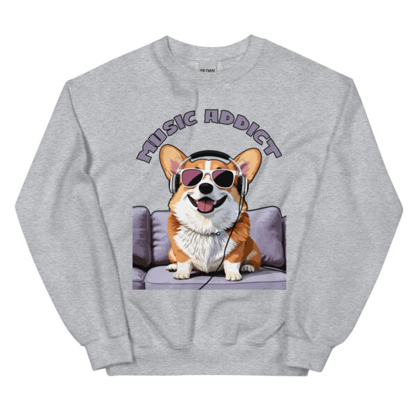 cute corgi art listening music bands music addict unisex sweatshirt