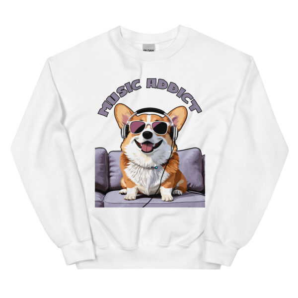 cute corgi art listening music bands music addict unisex sweatshirt